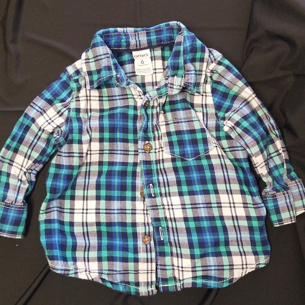 Carter's little boys 6month flannel plaid shirt